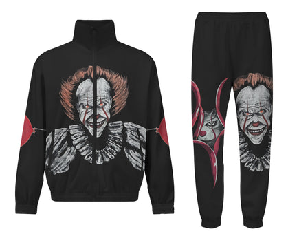 Halloween Clown Print Zip Up Track Suit Top