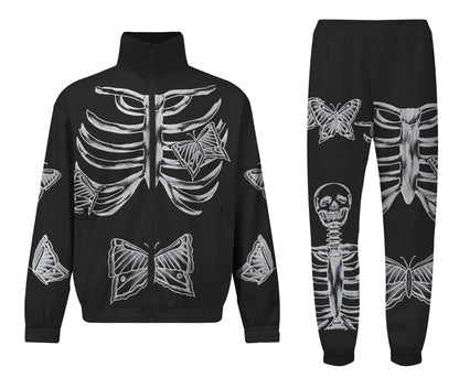 Skeleton Portrait Print Elastic Waist Sports Sweatshirt Pants