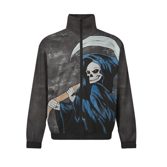 Skull Print Holding Sickle Zip Up Track Suit Top