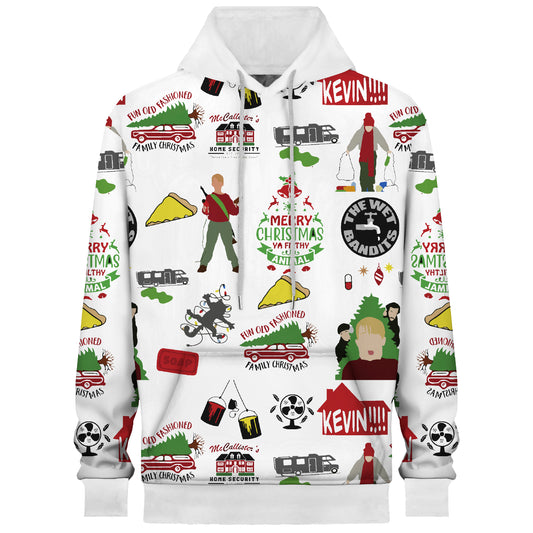 Christmas Print Hooded Sweatshirt White For Men