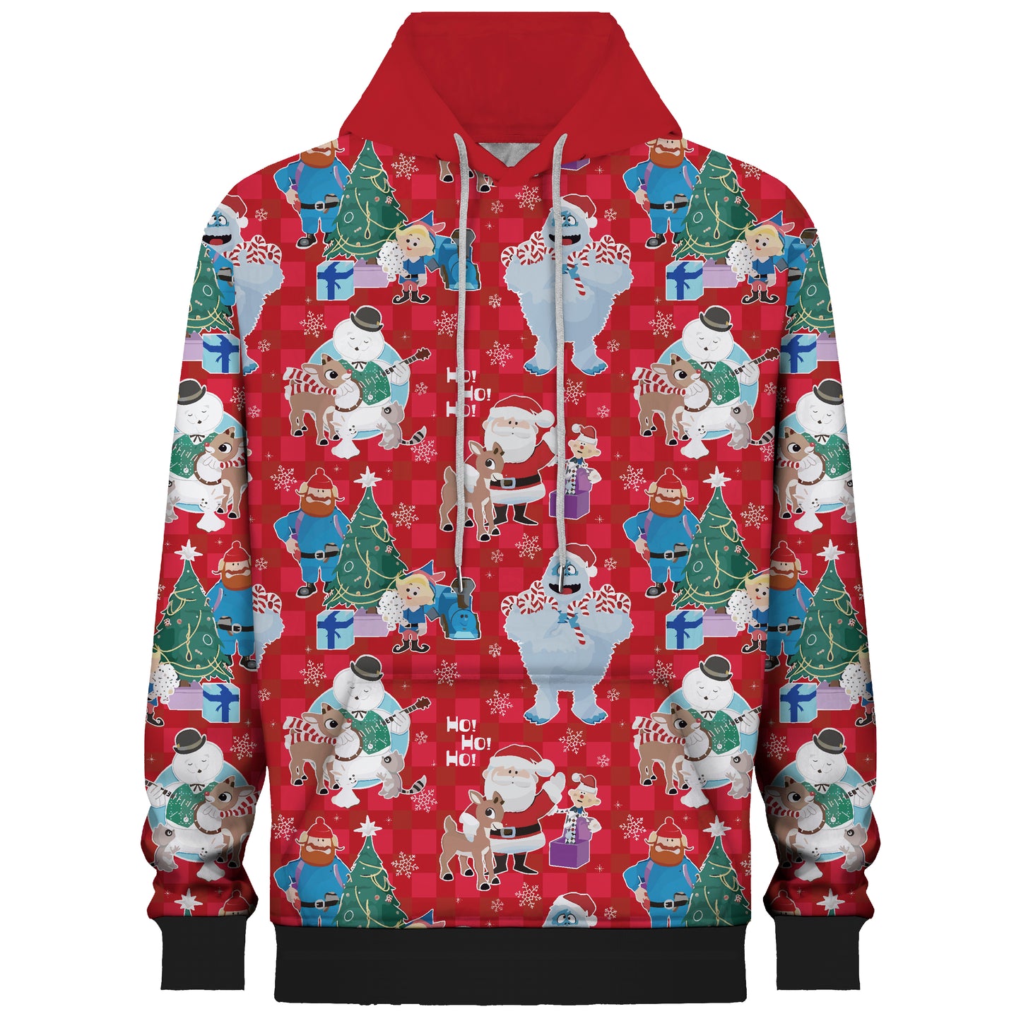 Red Christmas Print Hooded Sweatshirt