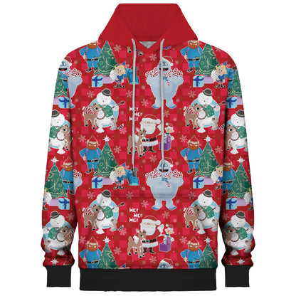 Red Christmas Print Hooded Sweatshirt