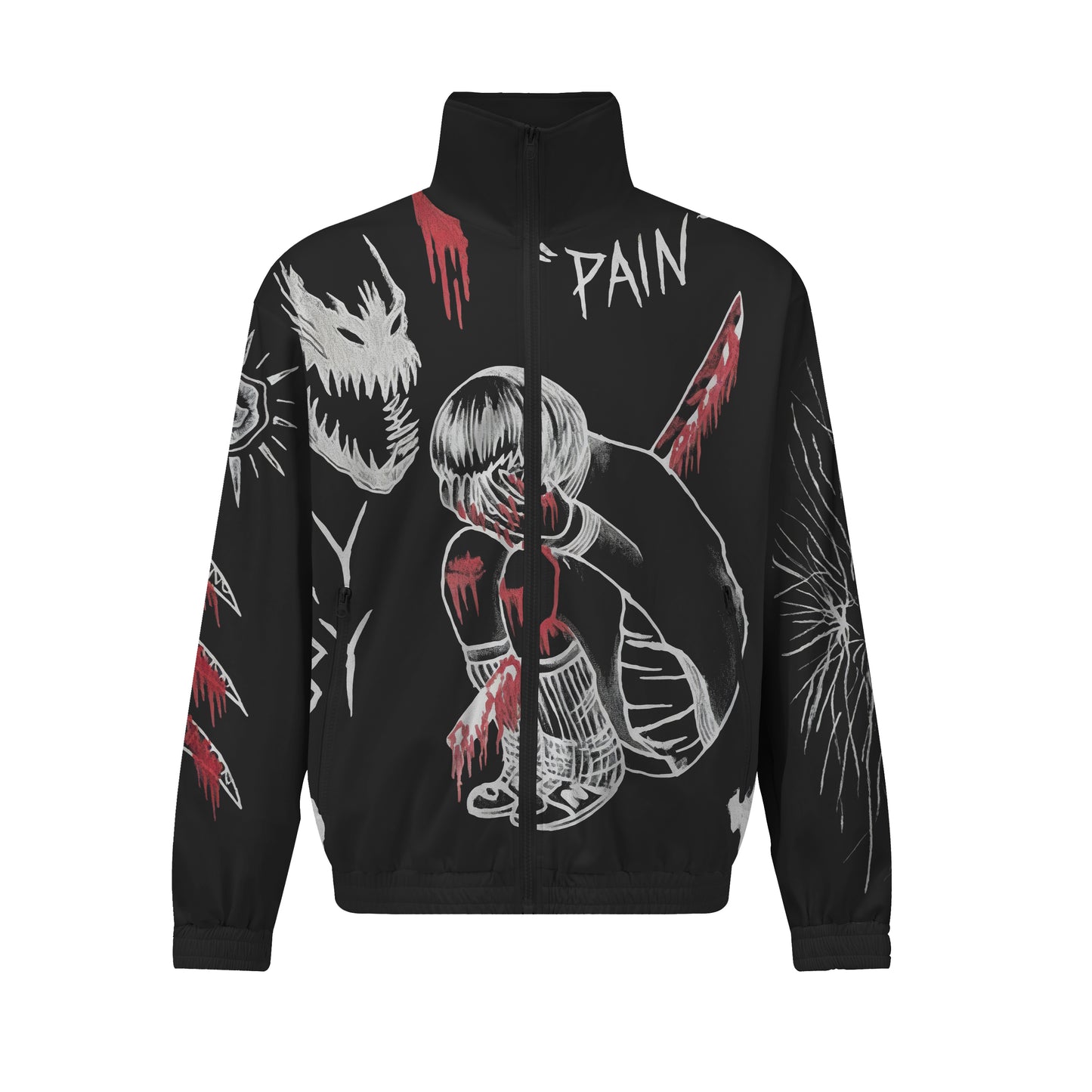 Devil Print  Zip Up Track Suit Top