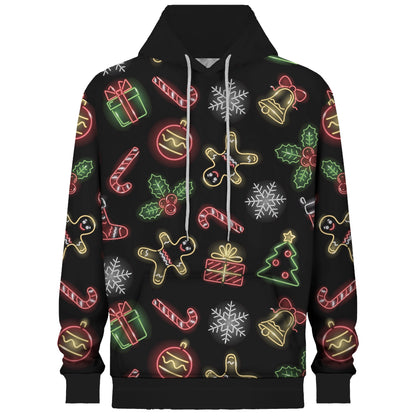 Lights Glowing Christmas Print Hooded Sweatshirt