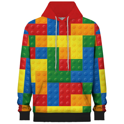 Colorful Lego Print Hooded Sweatshirt