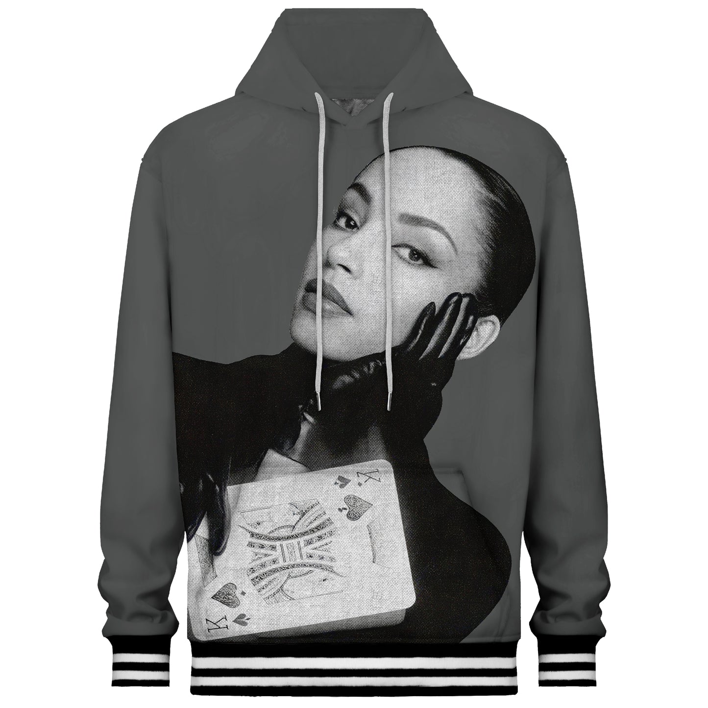 High-End Girl Poker Print Hooded Sweatshirt