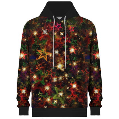 Star Print Hooded Sweatshirt Festive Atmosphere