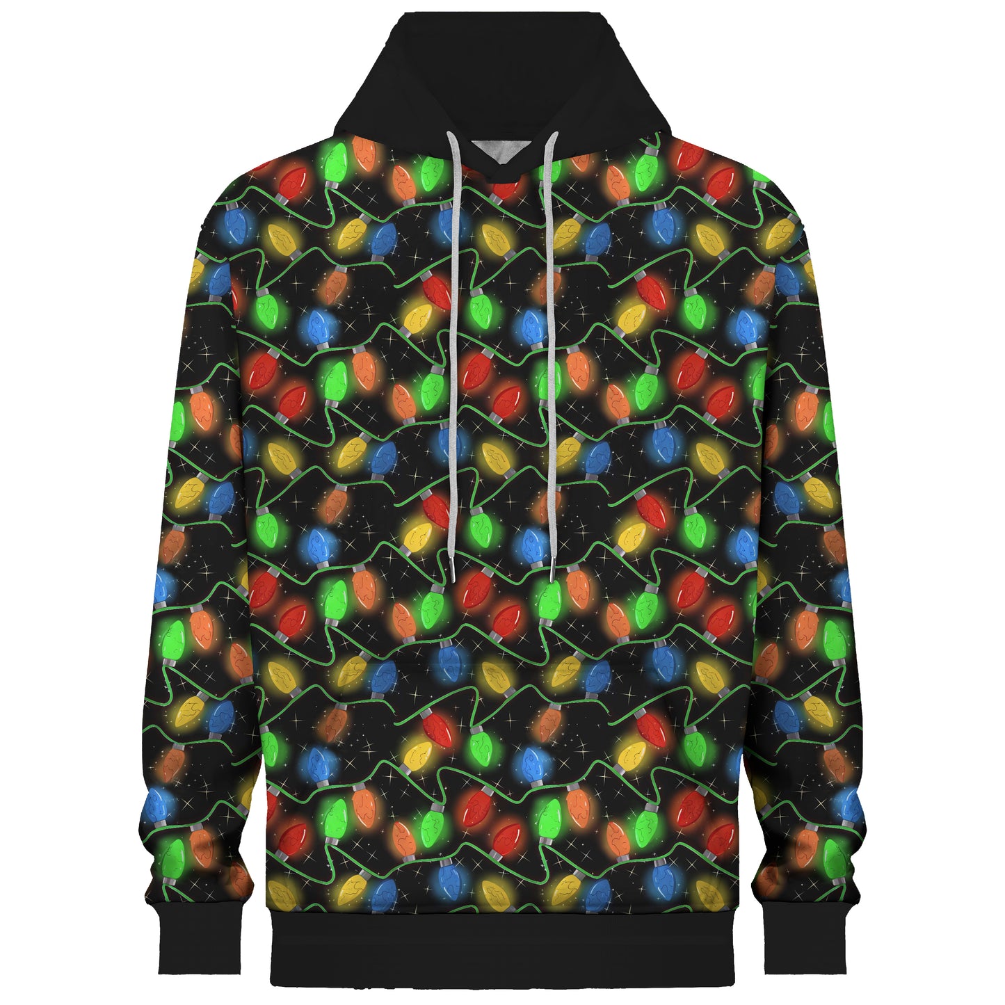 Christmas Lights Print Hooded Sweatshirt