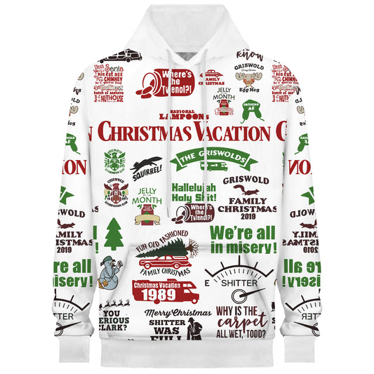 Christmas Prints Hooded Sweatshirt Fleece Lined Keep Warm