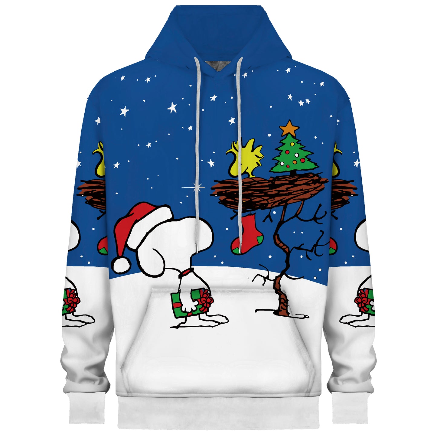 Christmas Puppy Gift Print Hooded Sweatshirt