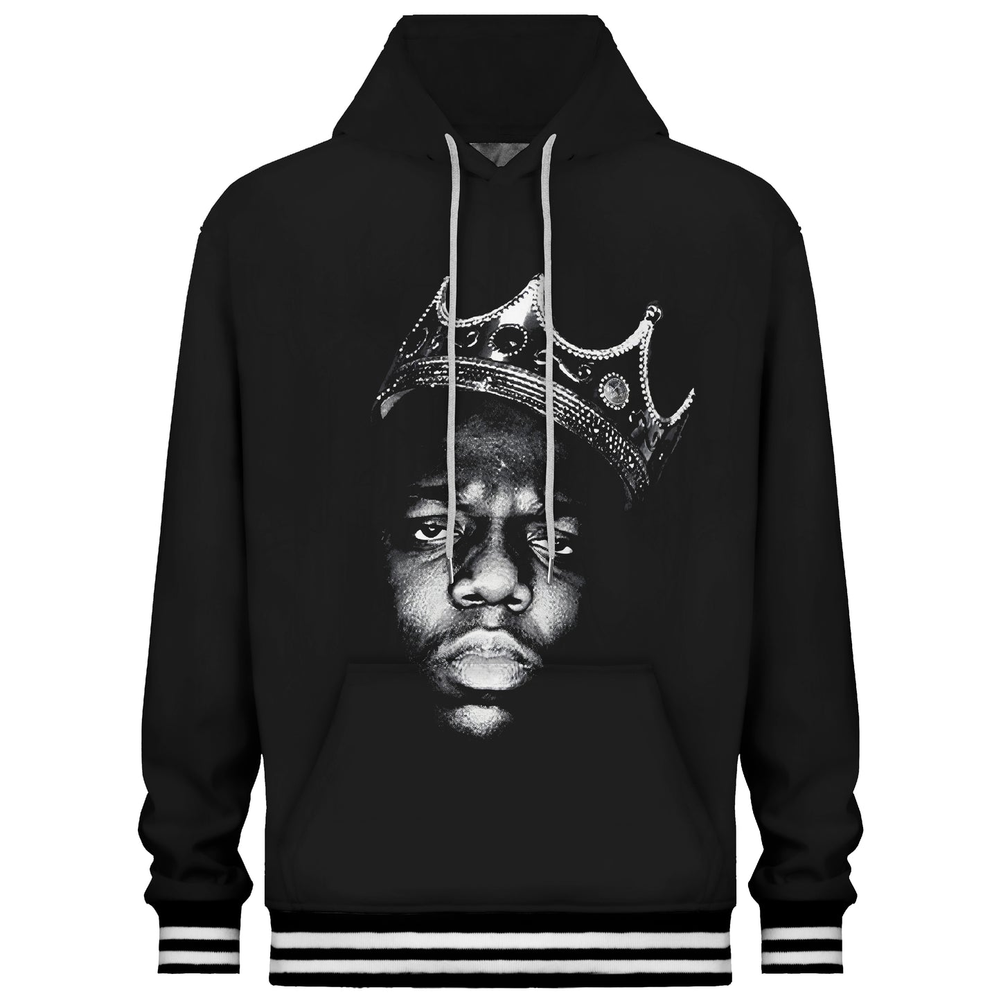 Men's Black Crown Print Hooded Sweatshirt