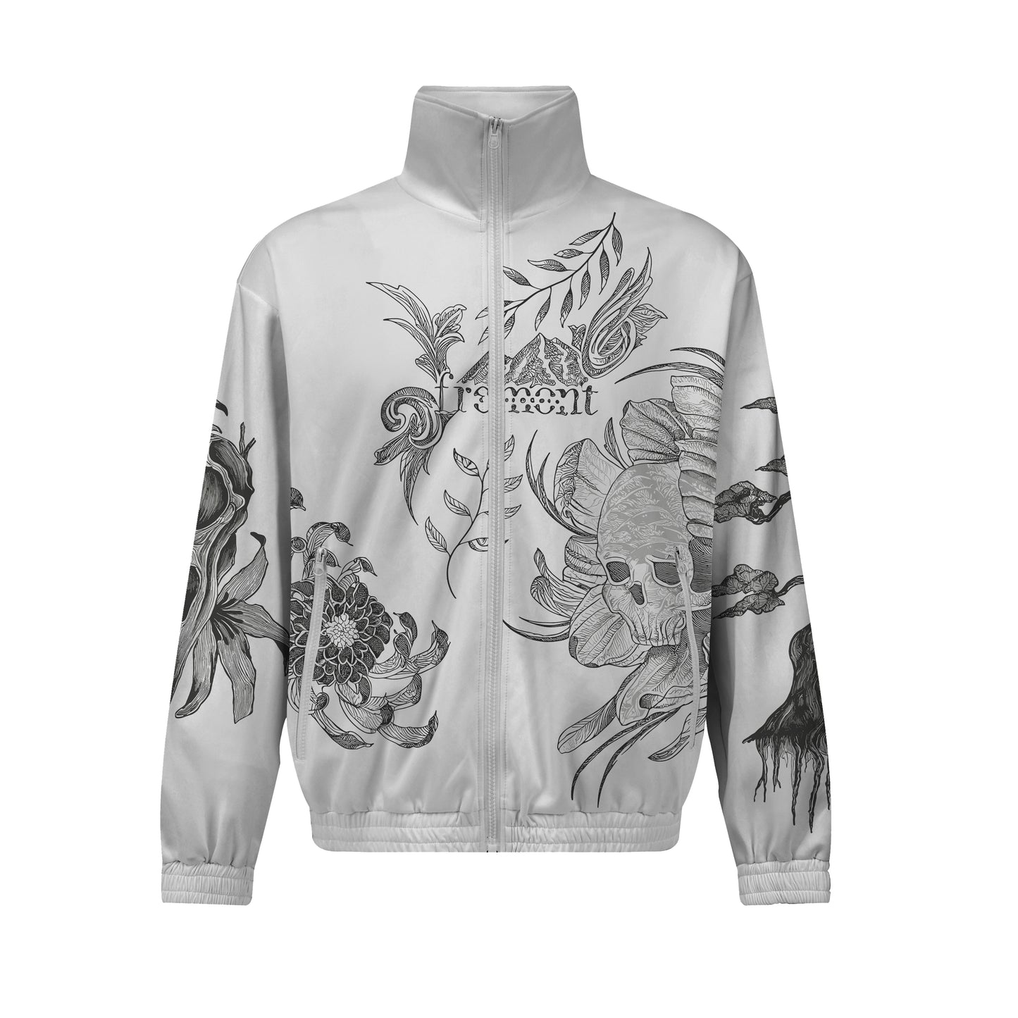 Skull Floral rint Zip Up Track Suit Top