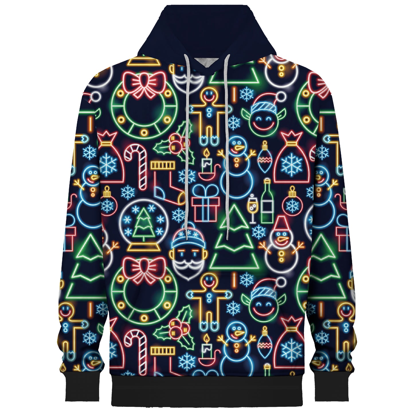 Colorful Light Christmas Print Hooded Sweatshirt