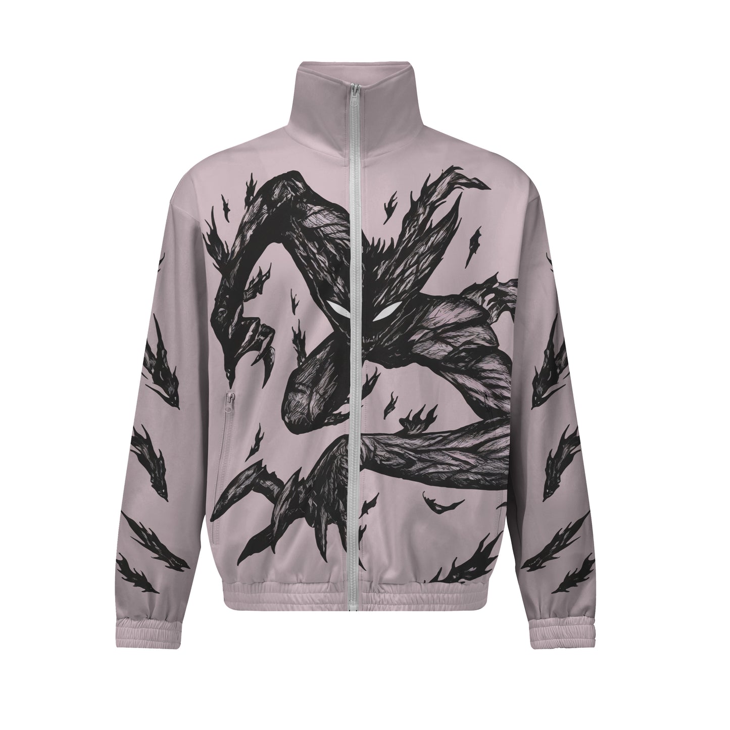 Eerie Style Graphic Print Hoodie Print Zip Up Track Suit Top