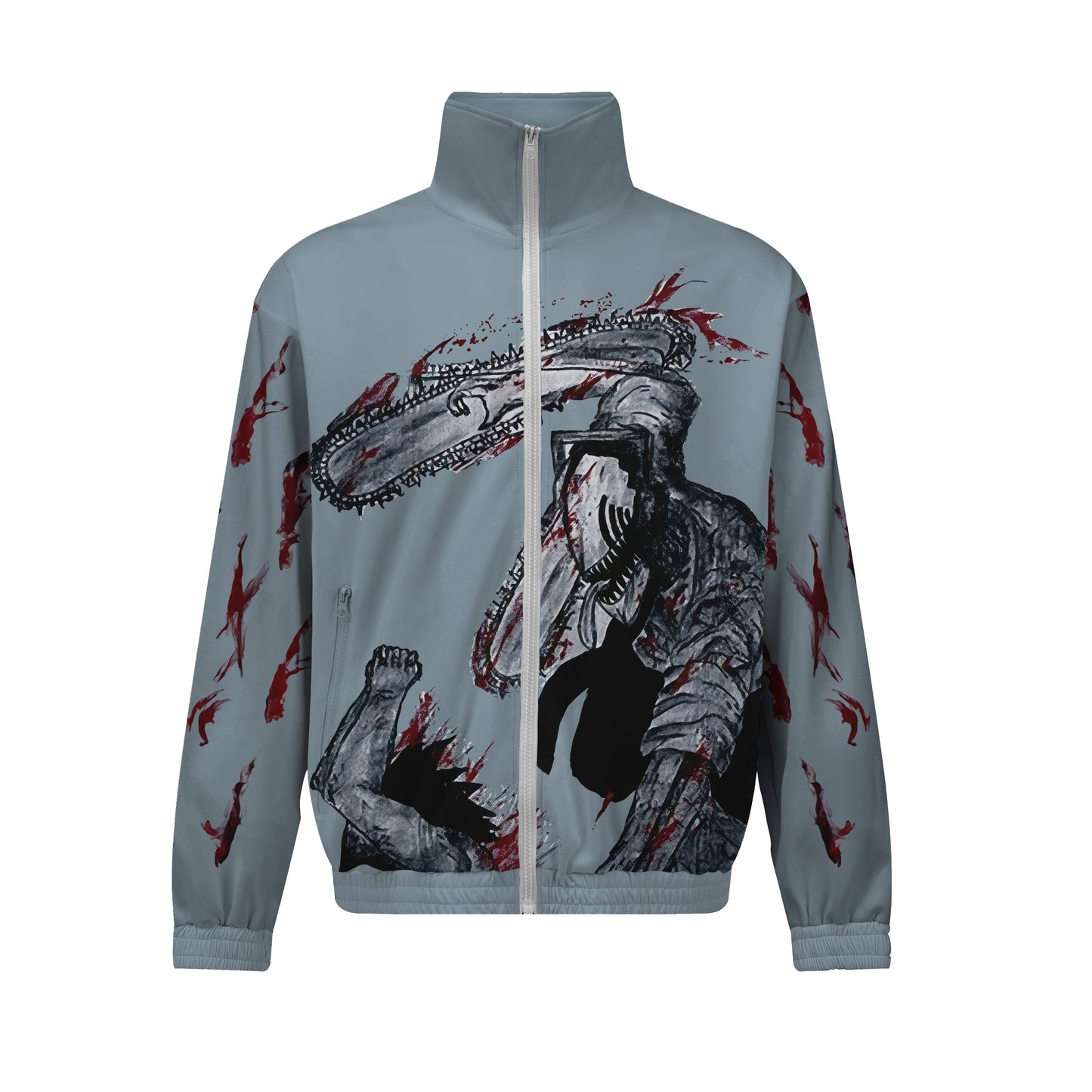 Chainsaw Man Anime Print Zip Up Track Suit Top