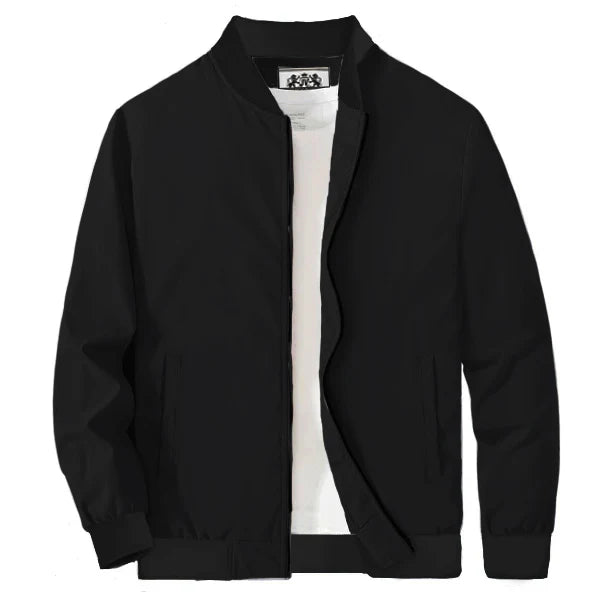 Bomber Jacket Black Zip-Up Coat