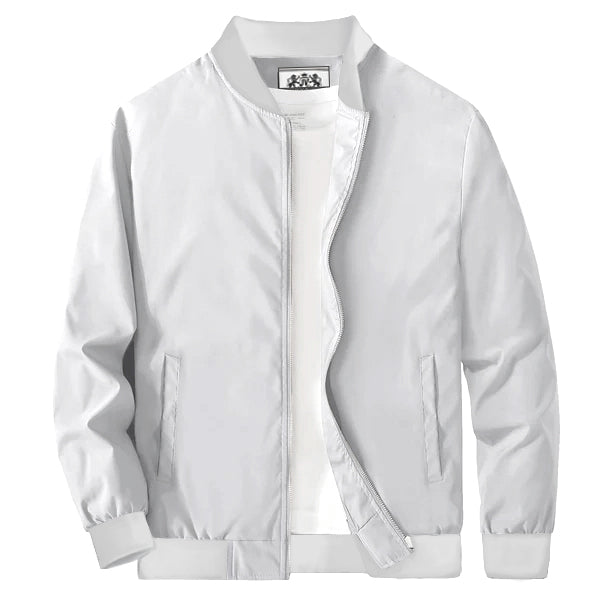 Men's Bomber Jacket Lightweight Windbreaker with Pockets White