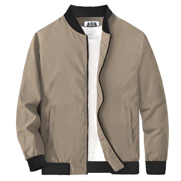 Men's  Khaki Rib Collar Bomber Jacket