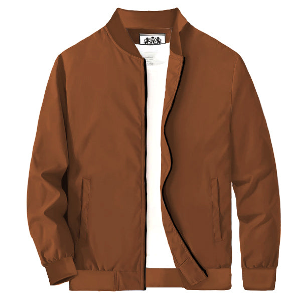 Brown Bomber Jacket Or Men Classic Lightweight Bomber Jacket For Men