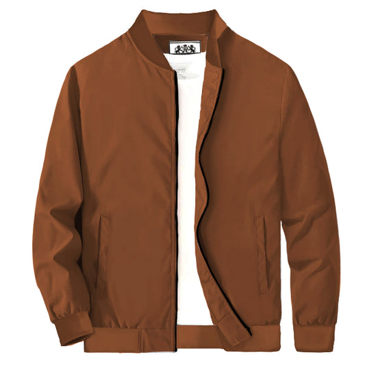 Brown Bomber Jacket Or Men Classic Lightweight Bomber Jacket For Men