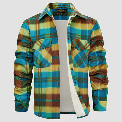 Fleece Lined Checked Button Flannel Jacket