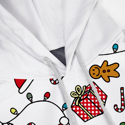 Christmas Smiley Face Print Hooded Sweatshirt