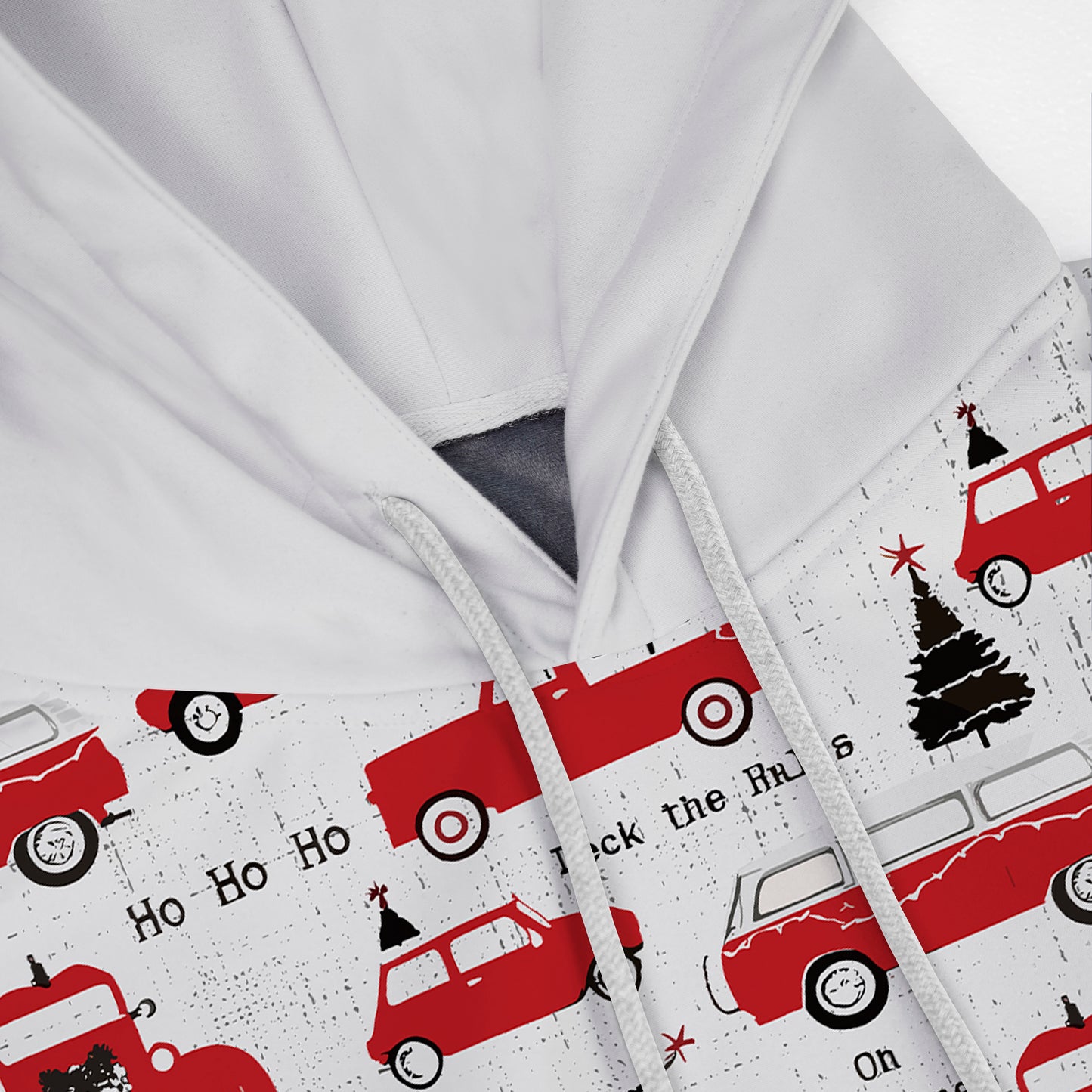 Red Car Christmas Tree Print Hooded Sweatshirt