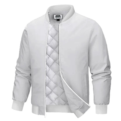 Men's Bomber Jacket Lightweight Windbreaker with Pockets White