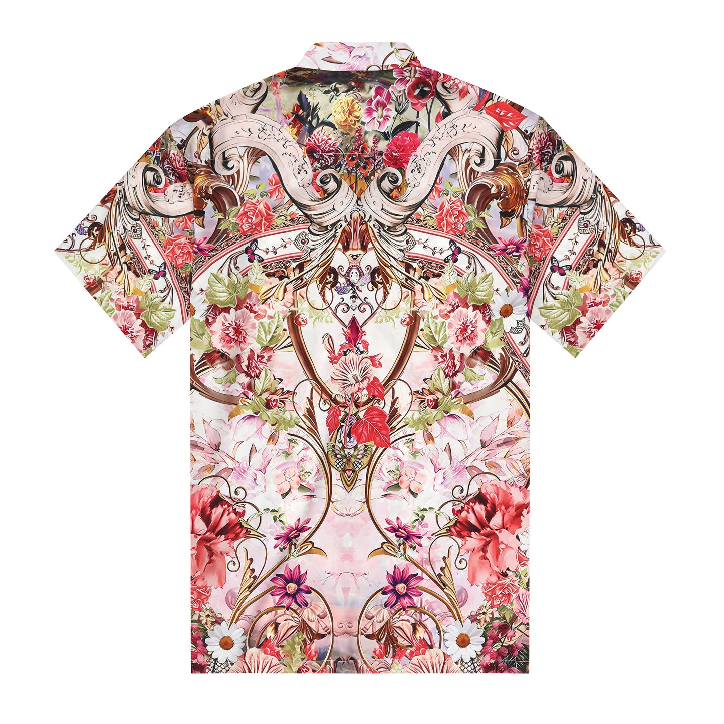 Floral Blossom Printed Silk Fiber Short Sleeve Casual Shirt