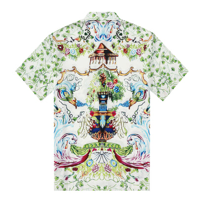 Floral Printed Silk Fiber Short Sleeve Casual Shirt