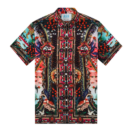 Tropical Wild Style Silk Fiber Short Sleeve Shirt