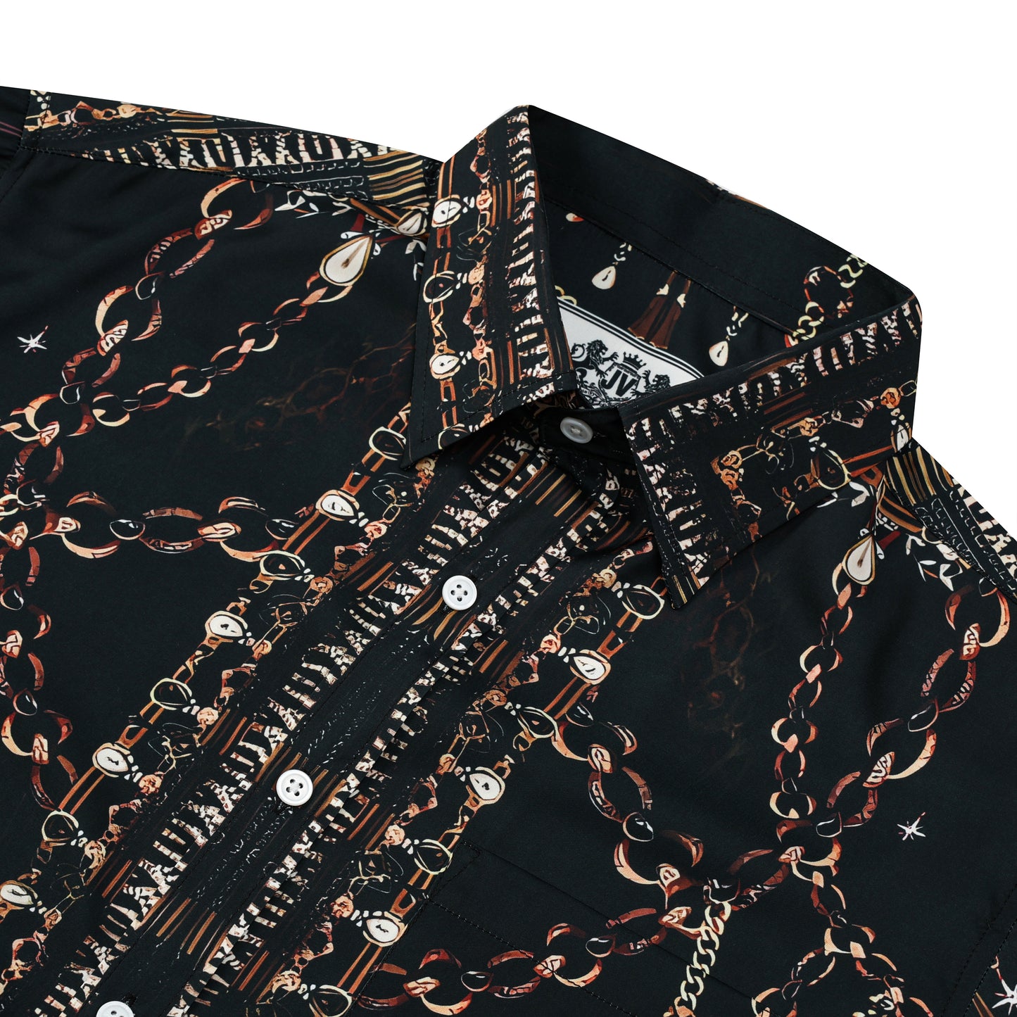 Rough Chain Design Silk Fiber Short Sleeve Shirt