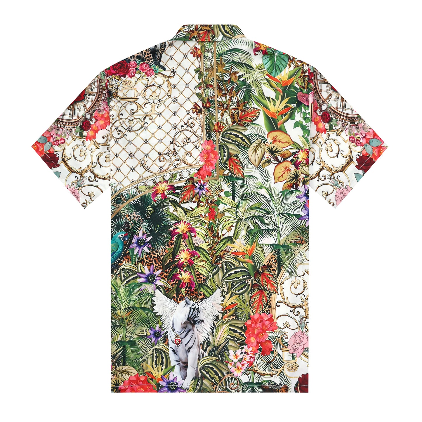 Gorgeous Floral Printed Silk Fiber Short Sleeve Shirt