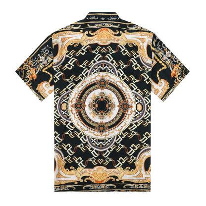 Golden Baroque Silk Fiber Short Sleeve Shirt