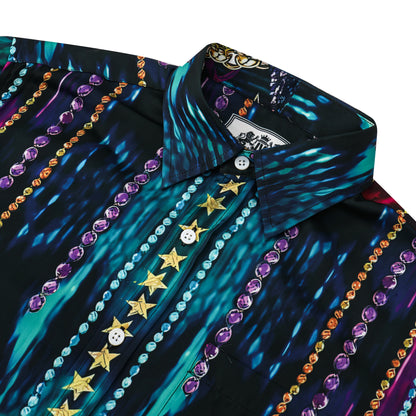 Leopard Pendant Necklace Silk Fiber Short Sleeve Shirt