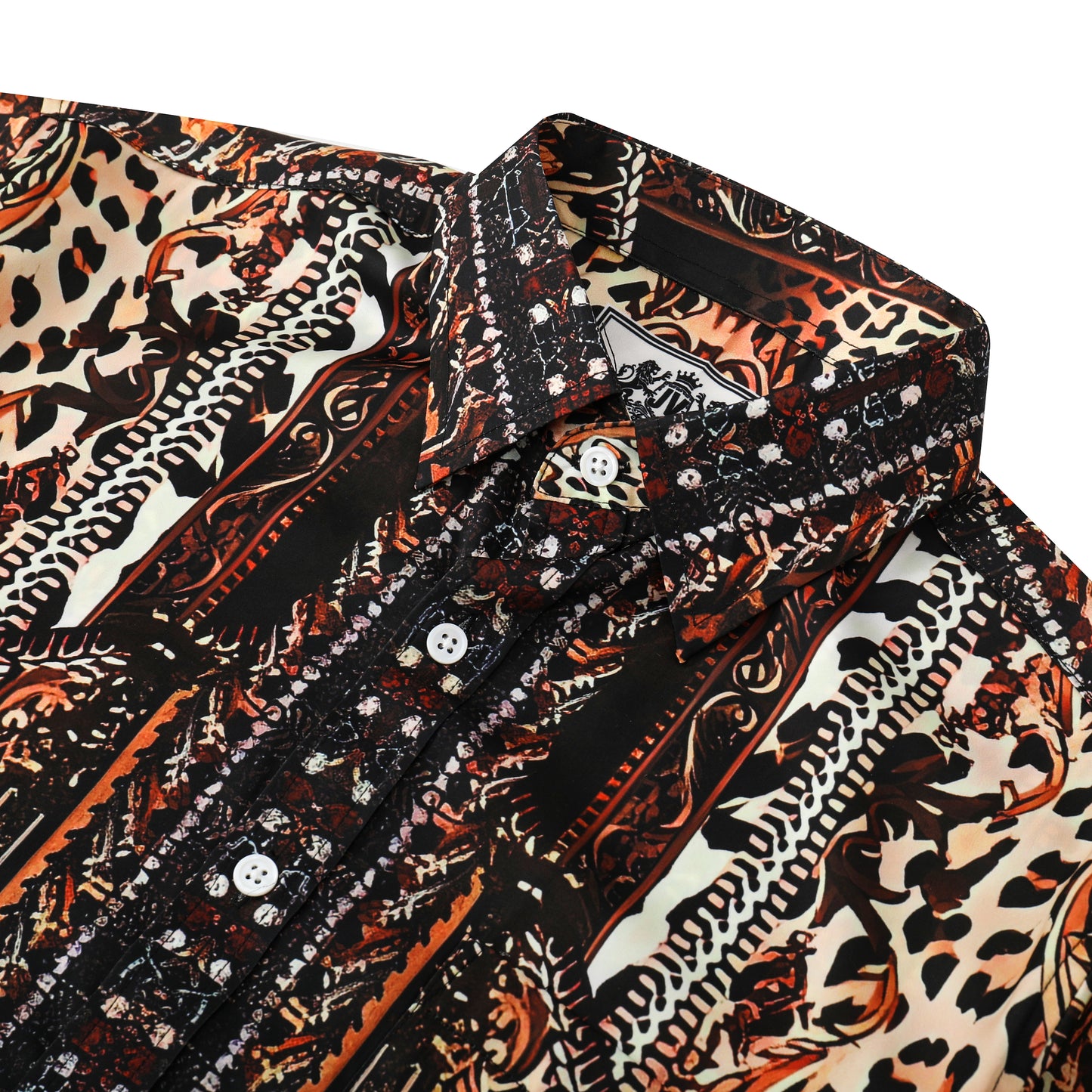 Leopard Print Silk Fiber Short Sleeve Shirt
