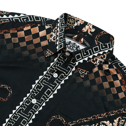 Glam Style Pattern Silk Fiber Short Sleeve Shirt