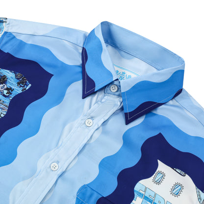 Ferry Comic Pattern Short Sleeve Casual Shirt Jonvidesign