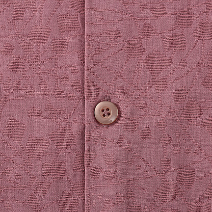 Pink Textured Camp Collar Short Sleeve Shirt