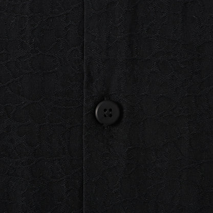 Black Textured Camp Collar Short Sleeve Shirt