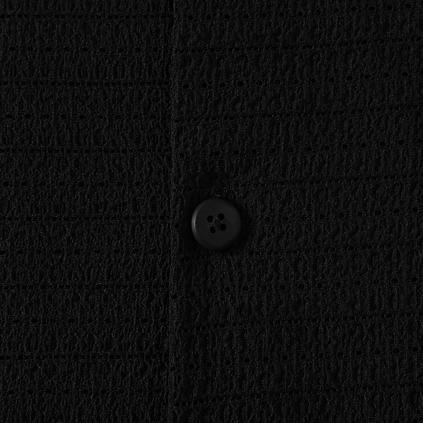 Black Lace Textured Camp Collar Short Sleeve Shirt