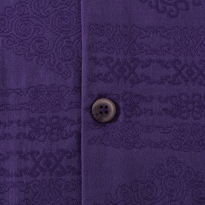 Purple Lace Textured Camp Collar Short Sleeve Shirt